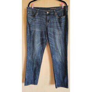 Gap Boyfriend Jeans Womens 14 R Medium Wash Distressed Straight Leg Blue Denim